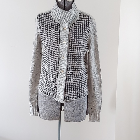 Cabi Gray Square Block Woven Knit Cardigan sz SM - Picture 3 of 6